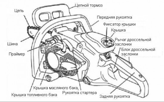 Коснтруктивные элементы бензопилы